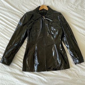 Blumarine Black Patent Leather Jacket Size 44/8